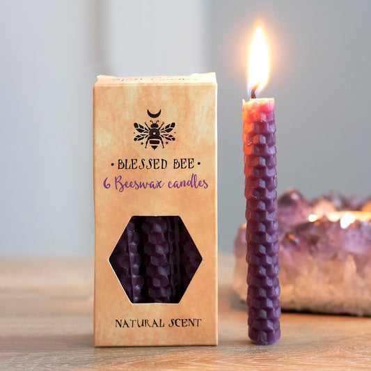Pack of 6 Purple Beeswax Spell Candles - GothandAlternative