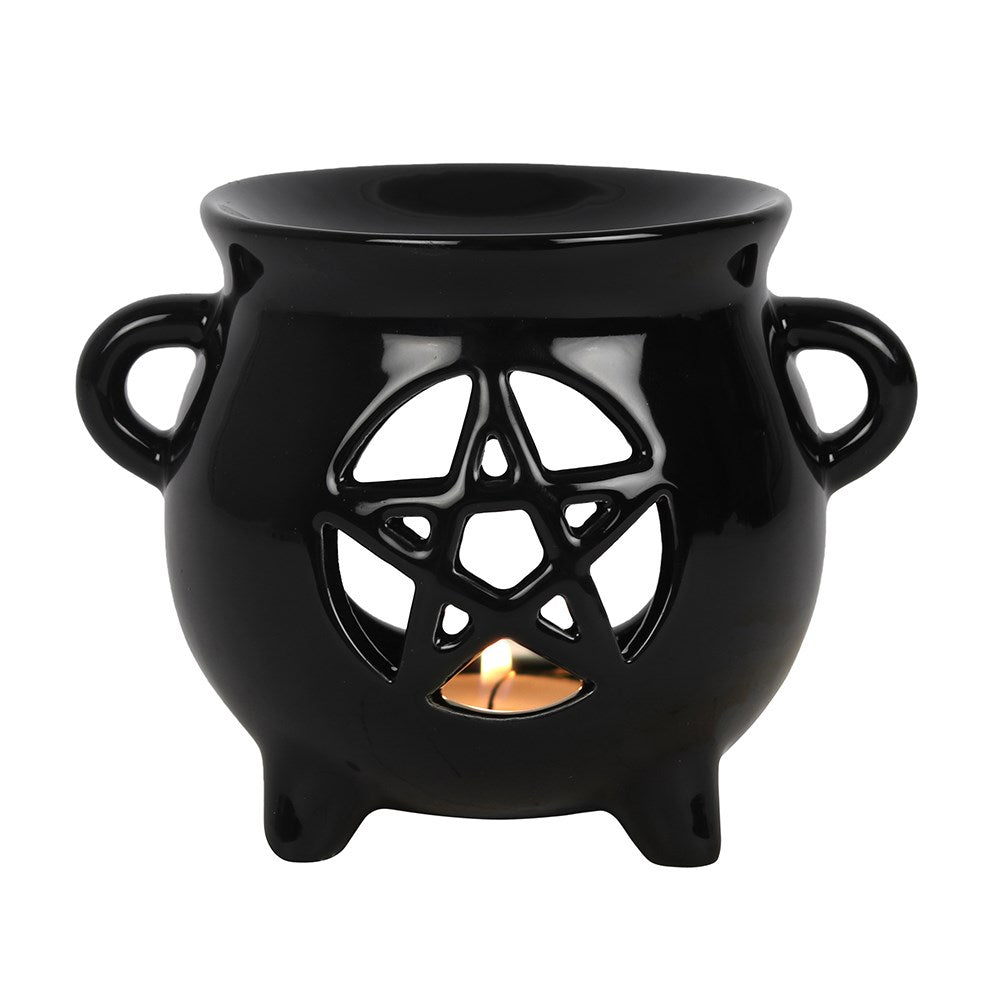 Black Pentagram Cauldron Oil or Wax Burner/Warmer - GothandAlternative