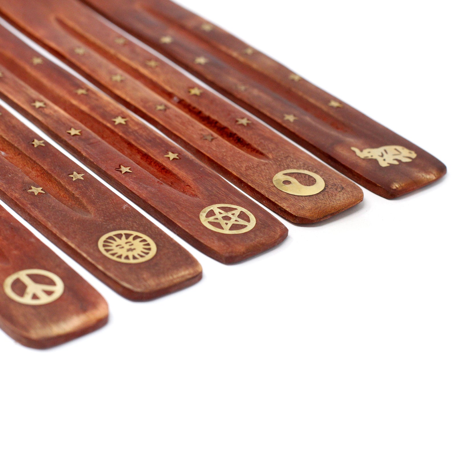 Mango Wood Brass Inlaid Incense Holder Ash catcher