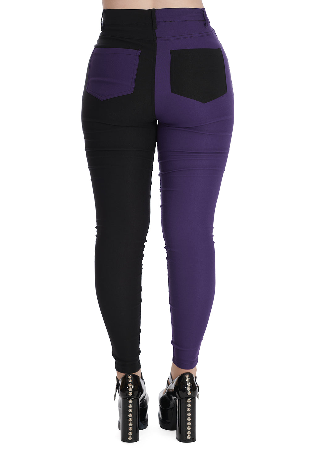 Banned Apparel Bailey Half & Half Black and Purple Trousers