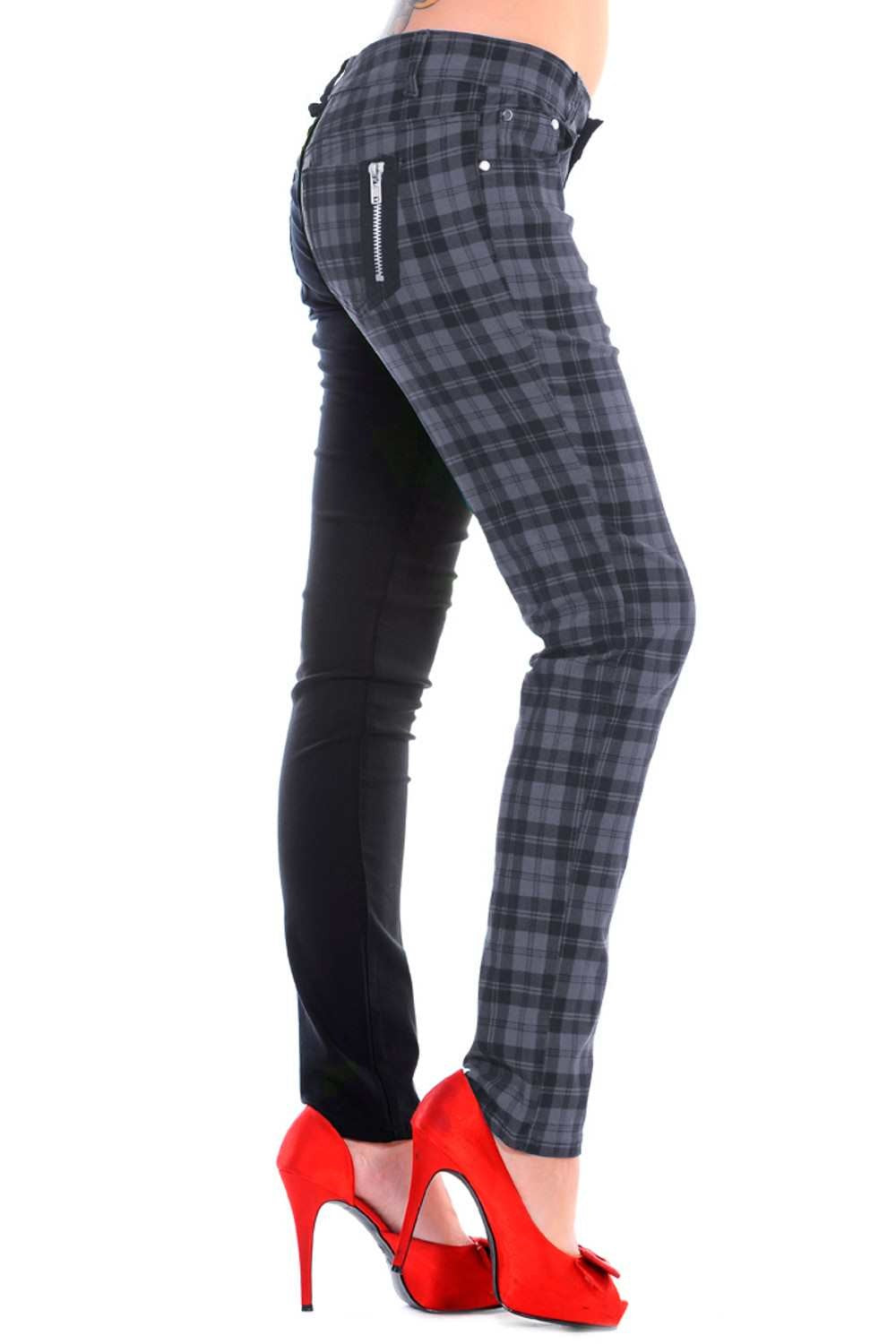 Banned Apparel Half the Damage Black and Grey Check Trousers