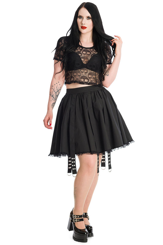 Banned Apparel Black Lace Skull Cropped Top