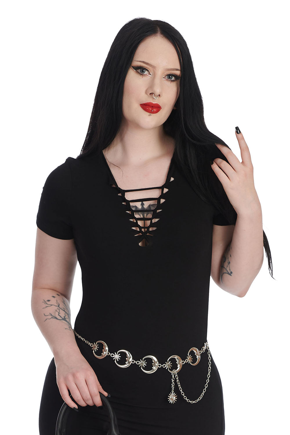 Banned Apparel Crescent Moon Chain Belt - GothandAlternative